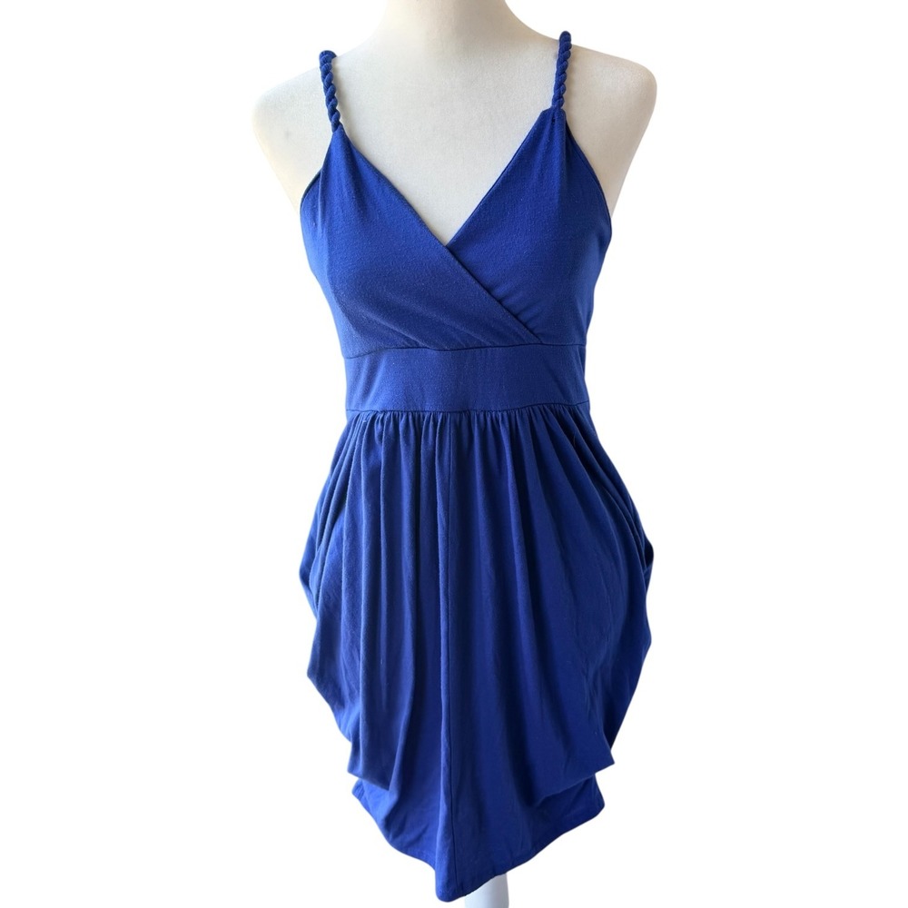 Y2K Lipsy Rope Strap Bodycon Dress Blue Medium Summer Club Beach Outfit‎